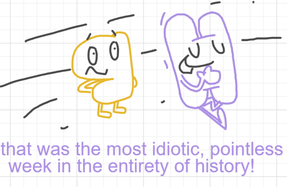 A panel from I've Been Everywhere, Man, episode nine of the Board Boards object show by Furretwalk/WalkingFurret.